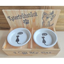 Katzen Futternapf " Katerfrühstück " grau