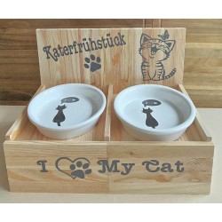 Katzen Futternapf " Katerfrühstück " grau