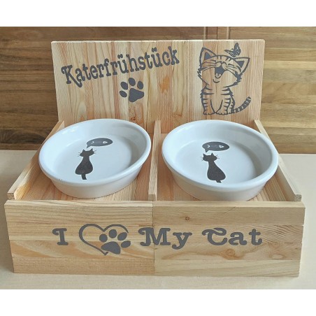 Katzen Futternapf " Katerfrühstück " grau