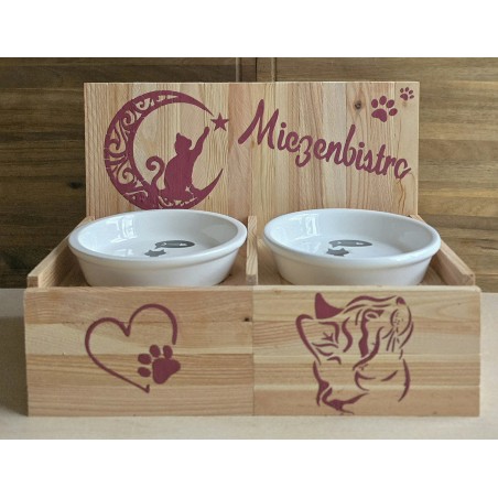 Katzen Futternapf " Miezenbistro " weinrot