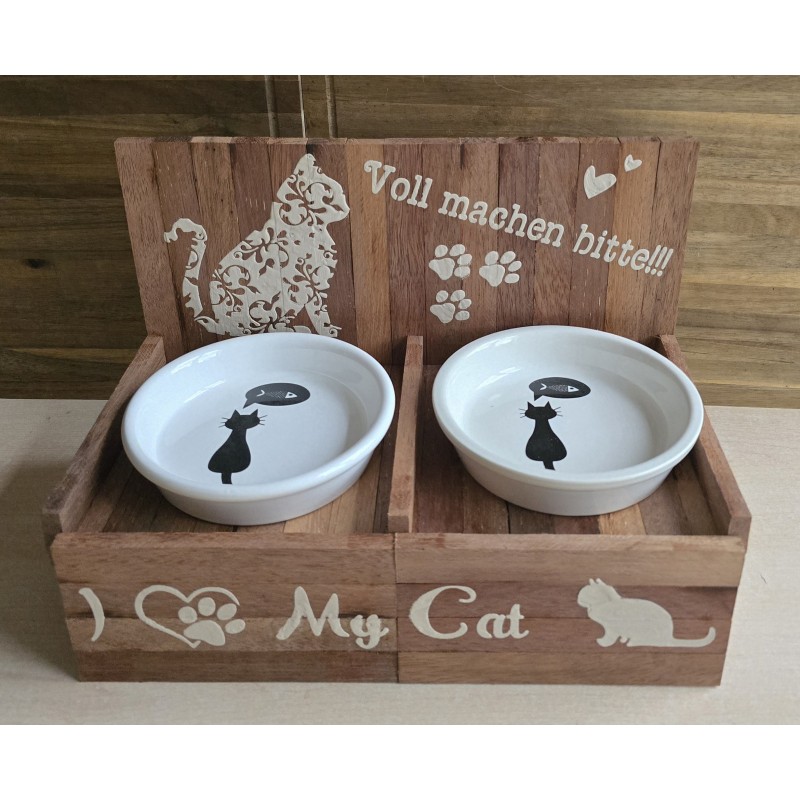Katzen Futternapf " Voll machen bitte " puder