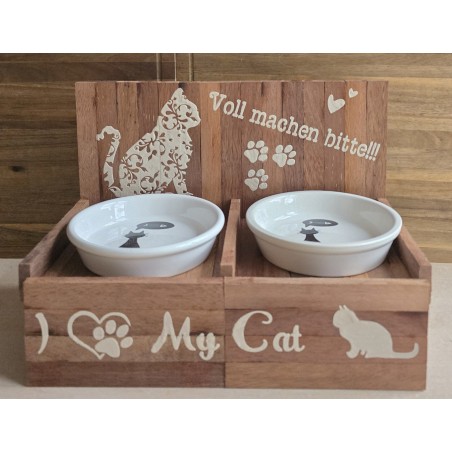 Katzen Futternapf " Voll machen bitte " puder