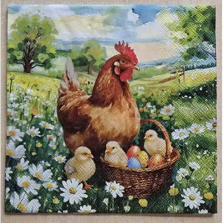 Serviette " Huhn/Hahn auf Bauernhof