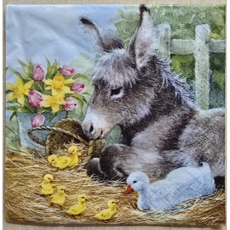 Serviette " Esel/Küken/Ente "