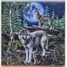Serviette " Wölfe/Wald/Mond "