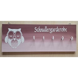 Schnullergarderobe Eule weinrot/rosa