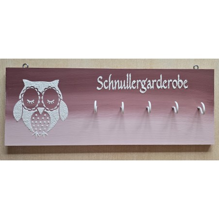 Schnullergarderobe Eule weinrot/rosa
