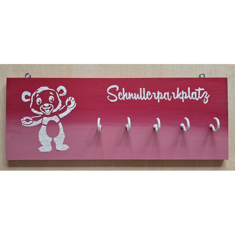 Schnullerparkplatz Teddybär rot/rosa