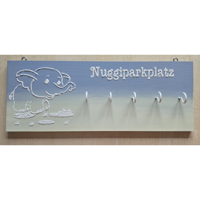 Nuggiparkplatz Elefant hellblau/hellgelb