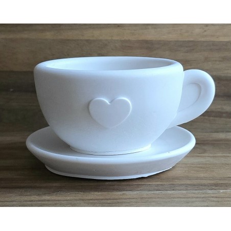Beton Kaffee Tasse und Teller weiss