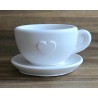 Beton Kaffee Tasse und Teller weiss