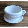 Beton Kaffee Tasse und Teller weiss