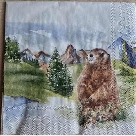 Serviette Murmeltier/Steinbock