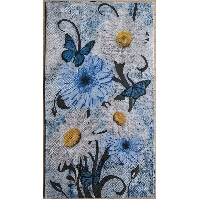 Serviette Margriten/Gerbera blau