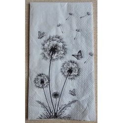 Serviette Pusteblume schwarz/weiss