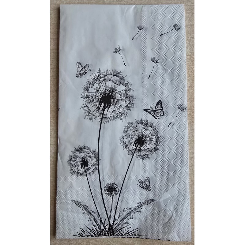 Serviette Pusteblume schwarz/weiss