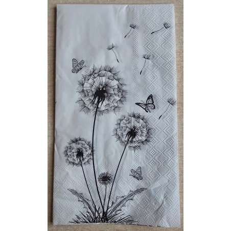 Serviette Pusteblume schwarz/weiss