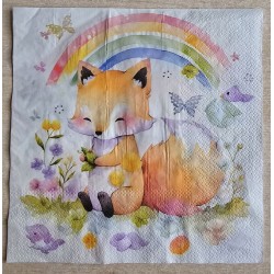 Serviette Fuchs/Regenbogen