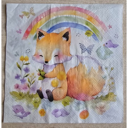 Serviette Fuchs/Regenbogen