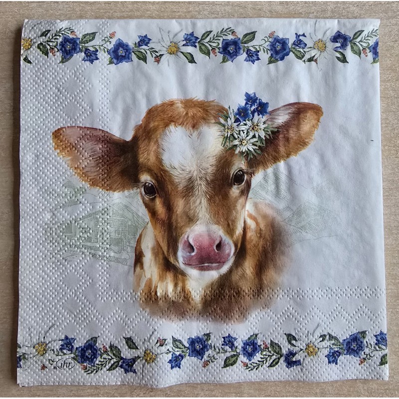 Serviette Kalb/Edelweiss/Enzian