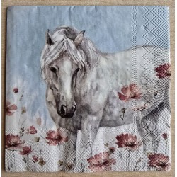 Serviette Schimmel/Mohnblumen