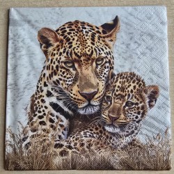 Serviette Leopard mit Jungem
