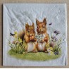 Serviette Zwei Eichhörnchen/Blumen