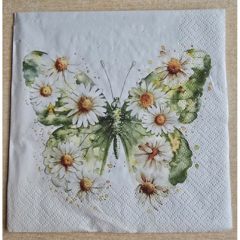 Serviette Schmetterling grün/taupe