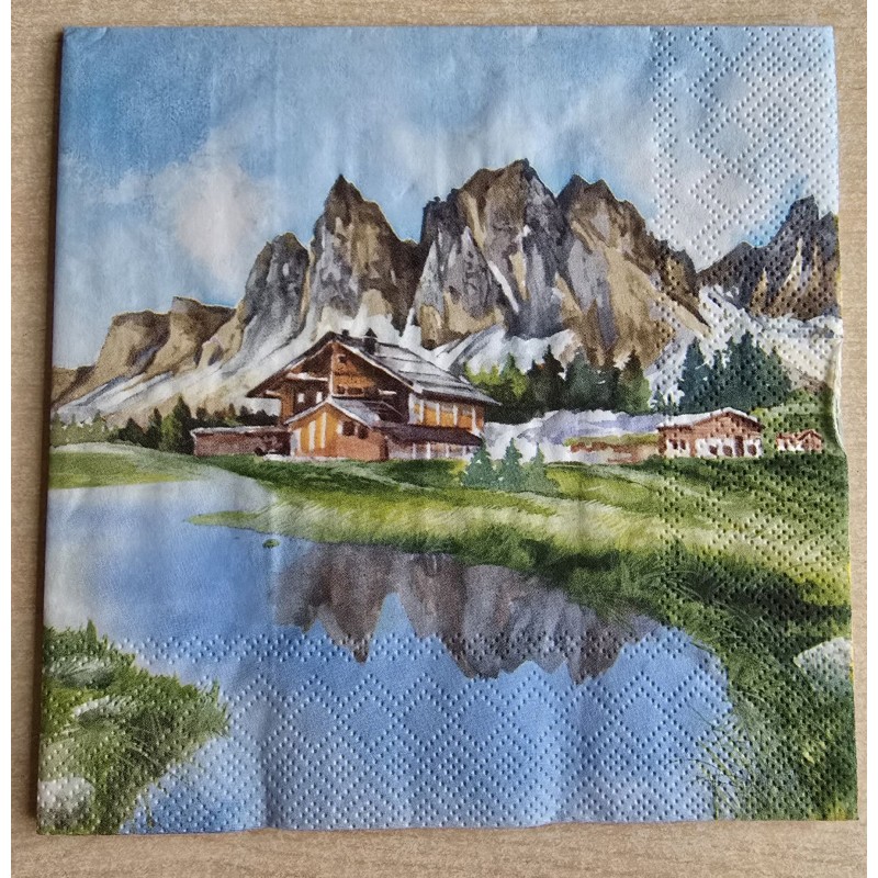 Serviette Berge/Haus/See