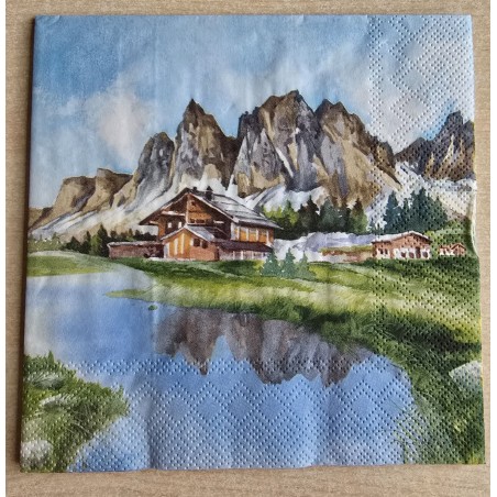 Serviette Berge/Haus/See