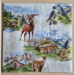 Serviette Gams/Falke/Murmeltier