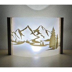 Teelicht oval klein Berge/Tanne