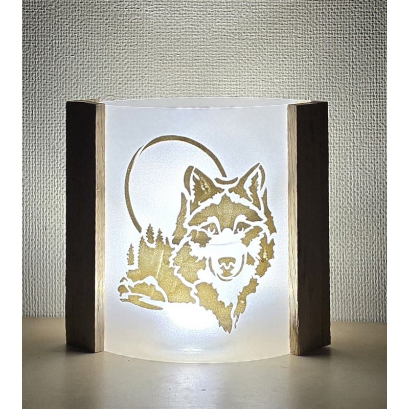 Teelicht oval klein Wolf/Mond