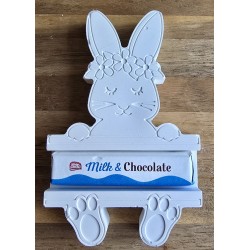 Beton Hase flach mit Blumen