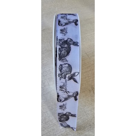 Dekoband Kaninchen weiss/schwarz
