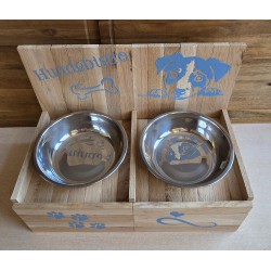 Hundenapf  " Hundebistro " natur/hellblau