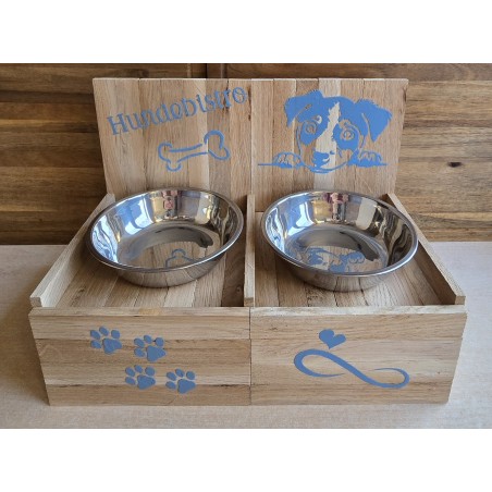 Hundenapf  " Hundebistro " natur/hellblau