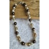 Kette mit Glasperlen braun/beige/weiss