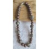 Kette mit Kashmiri Perlen braun/silber