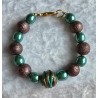 Armband mit verschiedenen Perlen petrol/braun