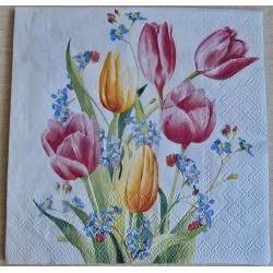 Serviette Blume pink/gelb