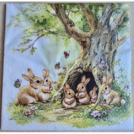 Serviette Kaninchen Familie/Baum