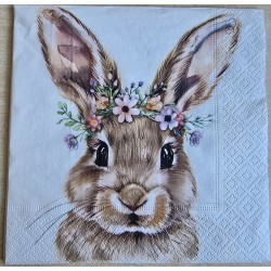 Serviette Kaninchen Kopf mit Blumen