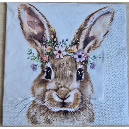 Serviette Kaninchen Kopf mit Blumen