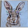 Serviette Kaninchen Kopf mit Blumen