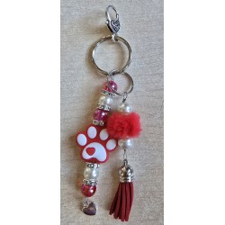 Schlüsselanhänger Pfote rot/weiss