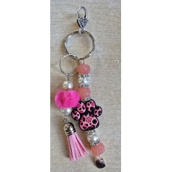 Schlüsselanhänger Pfote pink/schwarz