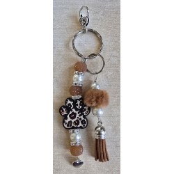 Schlüsselanhänger Pfote braun/beige/schwarz
