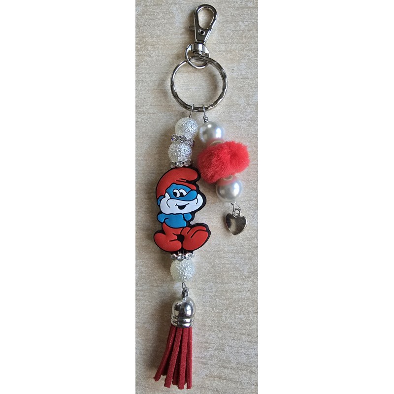 Schlüsselanhänger Schlumpf/rot/weiss