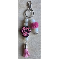Schlüsselanhänger Pfote/pink/weiss